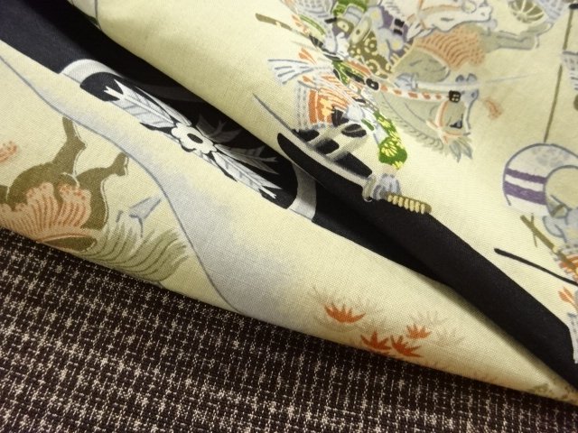  アンティーク　合戦模様肩裏本場村山泥大島紬男物羽織